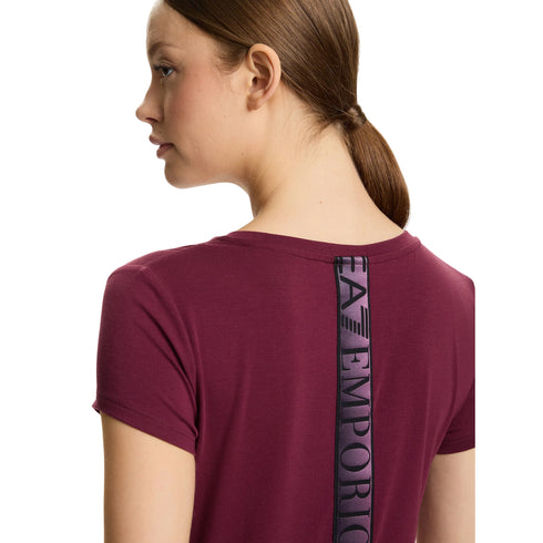 T-shirt Donna a girocollo, con patch logo frontale e fettuccia logata posteriore
